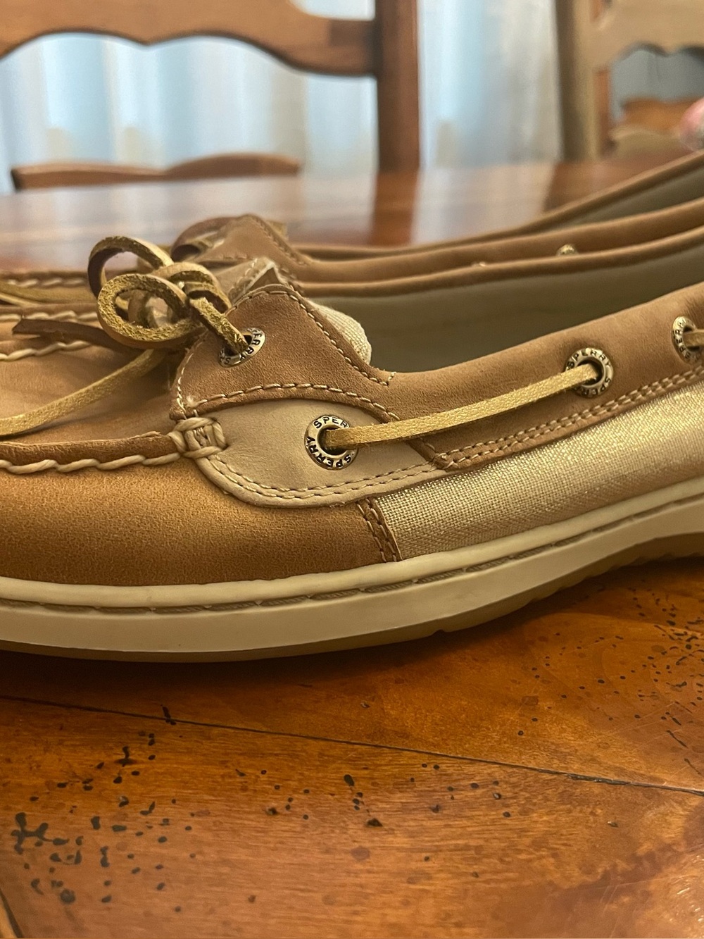 Sperry Tan and Cream Leather Slip-On Boat Loafers - Picture 2 of 7